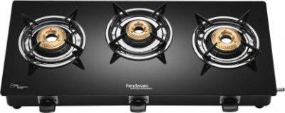 Hindware Brio Plus 3B Glass, Steel Manual Gas Stove  