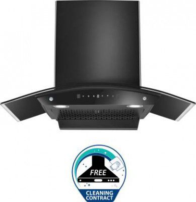 Hindware Sancia 75 Auto Clean Wall Mounted Chimney (Black 1200 CMH)