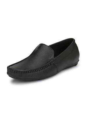 HiRELS Mens Black Leather Loafers-12 UK/India (46 EU) (hirel1836)