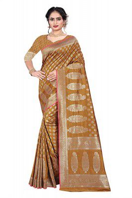 HIRU FASHION Womens Banarasi Silk Saree With Unstitched Blouse Piece
