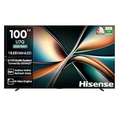 [Extra Rs 16250] Hisense 253 cm (100") U7Q Series 4K Ultra HD Smart QLED Mini LED TV 100U7Q (Black)