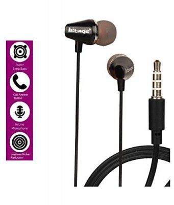Hitage Earphones HB-941 Headphones Earplugs Headset High Definition Sound Deep Extra Bass Wired Earphone (Black)