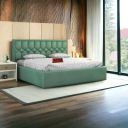 HITHOS Solid Wood Nimbus Modern Upholstered King Size Bed with Box Storage Wooden Double Bed Fabric Cot Palang for Bedroom Living Room (Green) 3 Year Warranty...