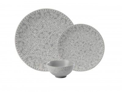 Hitkari Porcelain Mila Light Grey Dinner Set 12 Pcs