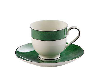 Hitkari Potteries Cup and Saucer Set, 12-Pieces, Green