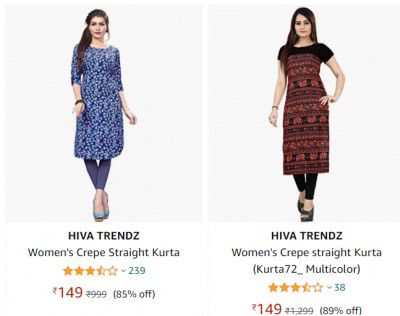 HIVA TRENDZ Womens Kurta up to 85% off