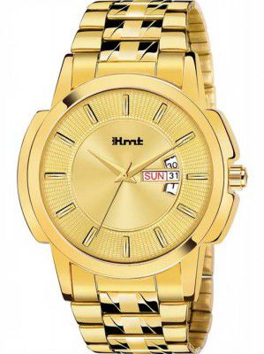 HMT Day & Date Gold Plated (IGP) Analog Watch - For Men HM-342-GOLD