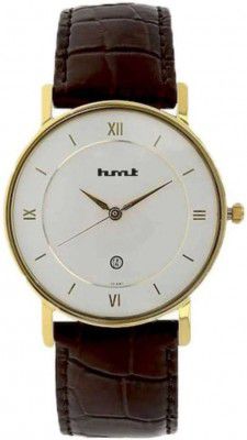 HMT Quartz Date Working hmt 9162SL01 Dial Gold Strap Brown Analog Watch