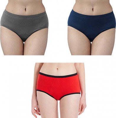 HNG  Pack of 3 Women Periods Blue, Grey, Red Panty