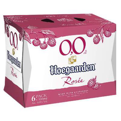 Hoegaarden Rosee Non Alcoholic 0.0% Beer Pouch 330ml Raspberry ( Pack of 6)