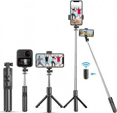 Hold up Bluetooth Selfie Stick  (Black, Remote Included)