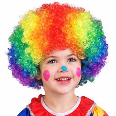 GRAPHENE Holi Cap Premium Curly Afro wigs Clown Joker Malinga Cap Unisex Funky Hair (Pack Of 1)