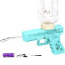 Holi Electric Water Gun | 2 Modes | Water Column + Spray |Range 30-35 Feet| Blue | with Free 2 Size Water Container | 350 ML + 500 ML | PoPo Toys (Fun Electric - Blue)...