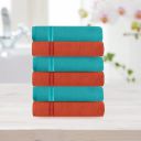@home by Nilkamal Aquacado (Turquoise Blue and Rust, Set of 6 Face Towel)...