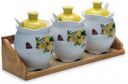 @Home by nilkamal - 300 ml Ceramic Utility Container  (Pack of 3, White, Yellow)...