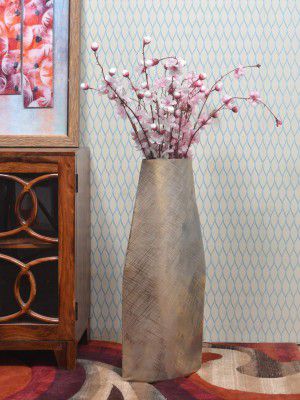 @home by Nilkamal Aluminium Magna Oval Floor Vase, Gold, 31.5 cm x 15.2 cm x 76.5 cm