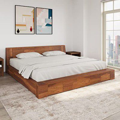 @home by Nilkamal Amelia Solid Wood WIthouit Storage King Bed (Espresso)