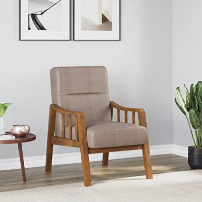 @home by Nilkamal Colette 1 Seater Fabric Sofa in Brown Finish