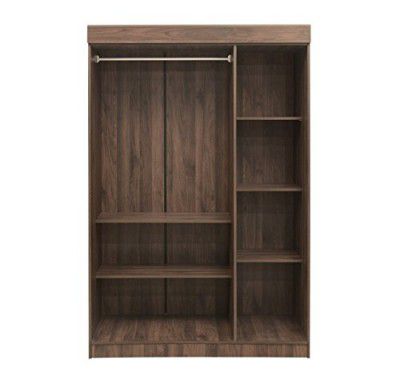 @home by Nilkamal Edward 3 Door Engineered Wood Wardrobe with 1 Hanging Space Drawers & Shelves (Walnut)