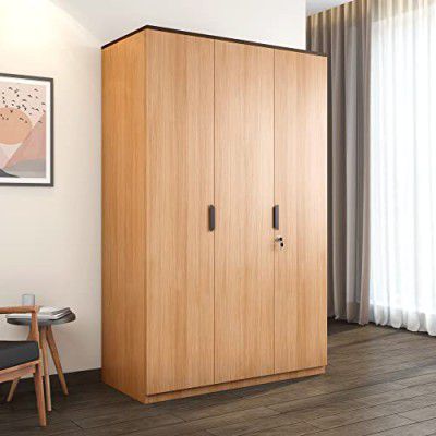@home by Nilkamal Engineered Wood Wardrobe (Urban Teak) | 1 Year Warranty (Milford Without Mirror, 3 Door)