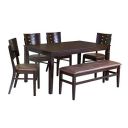 @home by Nilkamal Fern 6 Seater Solid Wood Dining Set With Chairs & Bench in Erin Brown Finish For Dining & Kitchen Room...