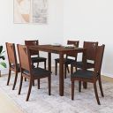 @home by Nilkamal Floret 6 Seater Solid Wood Dining Set with Chairs in Walnut Finish for Dining & Kitchen Room...