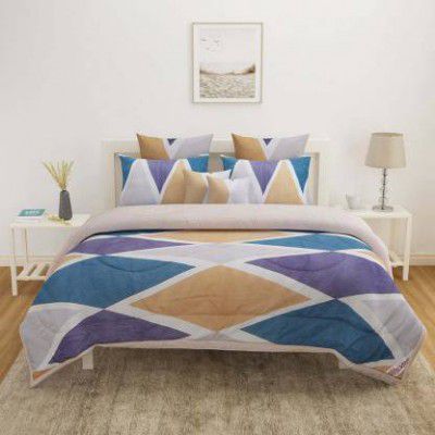 @Home by nilkamal Geometric Single Comforter for AC Room  (Polyester, Grey & Beige)