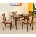 @home by Nilkamal Jewel Solid Rubber Wood Dining Table 4 Seater| Four Seater Wooden Table with Four Chairs ...