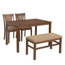 @home by Nilkamal Jewel Solid Rubber Wood Dining Table 4 Seater | Four Seater Wooden Table with Two Chairs and 1 Bench with Cushion...