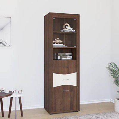 [Extra Rs 4500 OFF] @home By Nilkamal Kates Medium Curio Cabinet (Walnut & White)