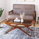 @home by Nilkamal Kingsley Solid Wood Glass Top Centre Table...