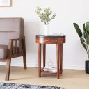 @home by Nilkamal Kyran Marble Top Round Solid Wood Side Table...