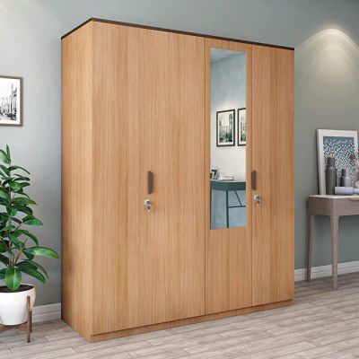 @home by Nilkamal Milford 4 Door Engineered Wood Wardrobe Mirror