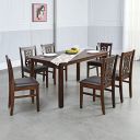 @home by Nilkamal Rigel 6 Setaer Solid Wood Dining Set With Chairs in Dark Walnut Finish For Dining...