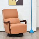 @home By Nilkamal Rinella Fabric Upholstered Rocker & Swivel Lounge Chair for Living & Bedroom in Tan Finish...