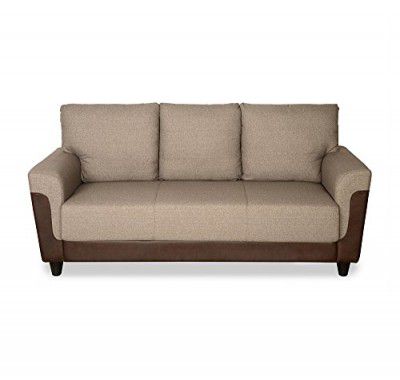 @home by Nilkamal Saviour 3 Seater Fabric Sofa in Brown Finish