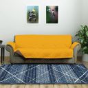@home by Nilkamal Solid Polyester 3 Seater Sofa Cover | Reversible & Quilted Sofa Cover | Set of 1-179 x 279 cm | Mustard & Taupe...