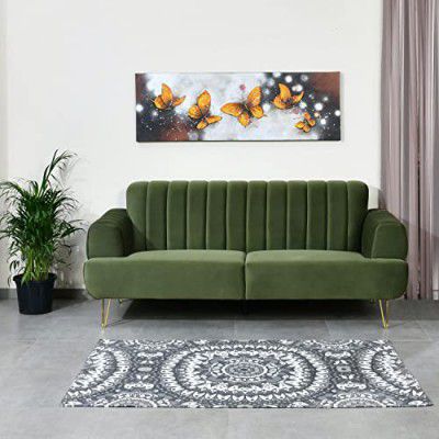 @home by Nilkamal Somerville 3 Seater Fabric Sofa (Olive Green)