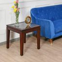 @home by Nilkamal Spitzer Glass Top On Veneer Solid Wood Side Table ...