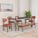 @home by Nilkamal Trinity 1+4+Bench Dining Kit | American Walnut Wood Construction | Includes a 6-Seater Table, 4 Chairs and a Bench...