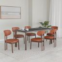 @home by Nilkamal Trinity 1+6Dining Kit | American Walnut Wood Construction | Includes a 6-Seater Table, 6 Chairs...