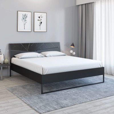 @home By Nilkamal Urbenia Engineered Wood Without Storage Queen Bed in Black Finish | 1 Year Warranty