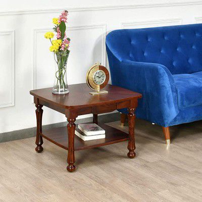 @home by Nilkamal Juliet Solid Wood Veneer Top Side Table 