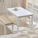Home Cente Montoya 4-Seater Dining Set with Chairs and Bench - White...