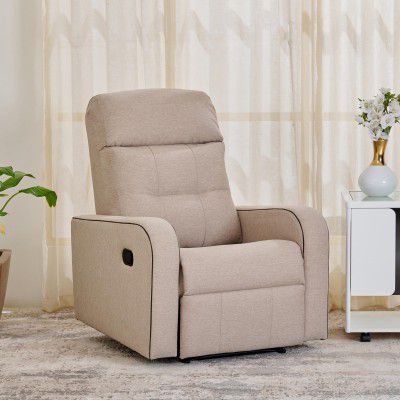 [Extra Rs.8499 OFF] Home Centre 1 Seater Helios Toledo Fabric Recliner| Fabric Recliner| (Beige) |1 Year Warranty