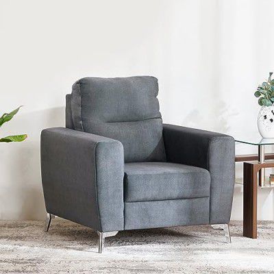 Home Centre 1 Seater Helios Vive Fabric Sofa| Fabric Sofa| (Grey) |1 Year Warranty