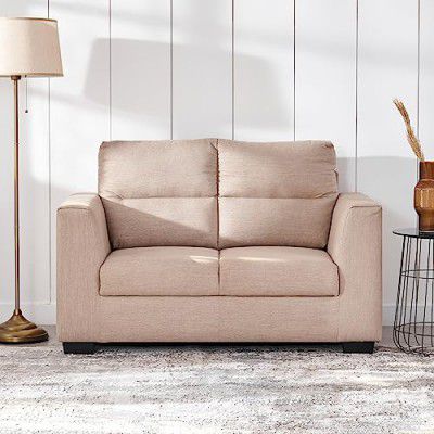 Home Centre 2 Seater Ellora Fabric Sofa| Fabric Sofa| (Beige) |Two Year Warranty