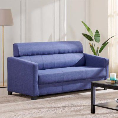Home Centre 3 Seater Helios Lazio Fabric Sofa| Fabric Sofa| (Blue) |1 Year Warranty