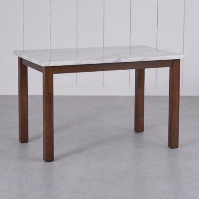 Home Centre 4 Seater Harmony Faux Marble Top Dining Table |Faux Marble Dining Tables for Dining Room|(Beige) 1 Year Warranty
