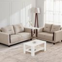 Home Centre 5 Seater Berry Fabric Sofa|Fabric Sofa Set for Living Room|(Beige)|2 Year Warranty...